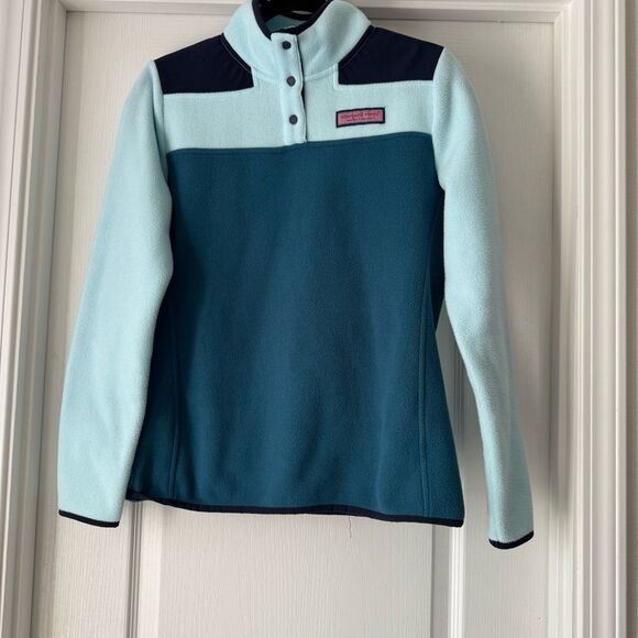 Vineyard Vines Tops - Vineyard Vines Women’s Fleece Pullover XS Teal Blue Snap Front